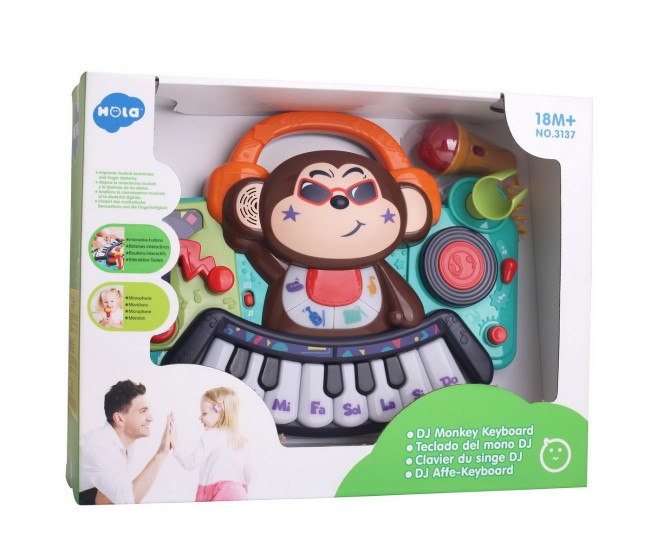Pianina bebe maimutica dj cu lumini sunete si microfon Pianina bebe maimutica dj cu lumini sunete si microfon
