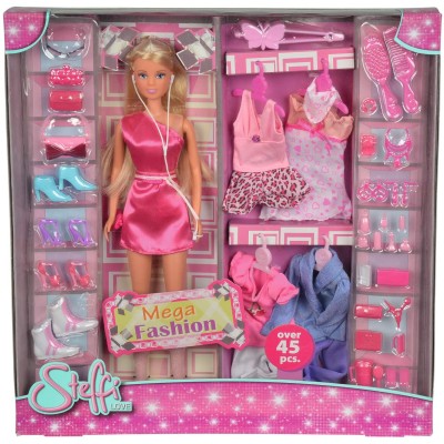 Papusa steffi mega fashion set cu hainute de schimb