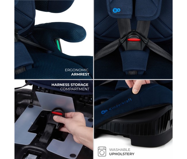 Scaun auto kinderkraft fix2go 76-150 cm, navy Scaun auto kinderkraft fix2go 76-150 cm, navy