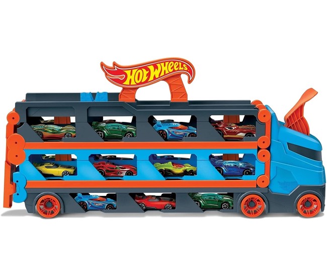 Hot wheels 2 in 1 mega transportator masini pista Hot wheels 2 in 1 mega transportator masini pista