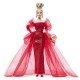 Barbie signature aniversare 80 de ani papusa barbie blonda cu rochie de bal rosie