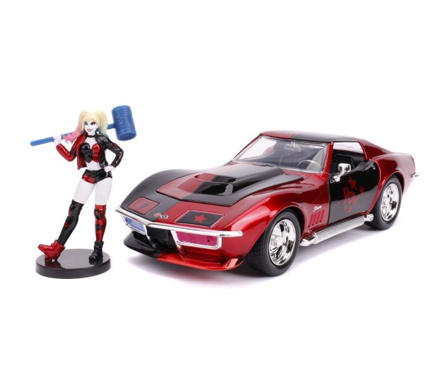 Masinuta din metal harley quinn 1969 chevy corvette scara 1:24 Masinuta din metal harley quinn 1969 chevy corvette scara 1:24