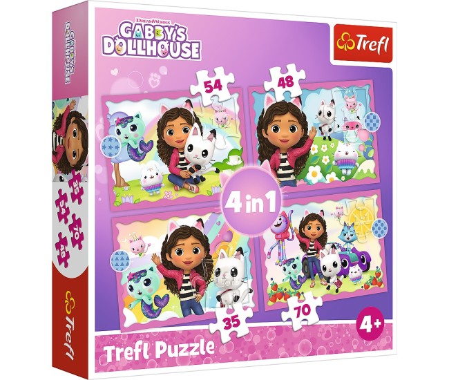 Puzzle trefl 4in1 gabbys dollhouse aventurile lui gabby Puzzle trefl 4in1 gabbys dollhouse aventurile lui gabby