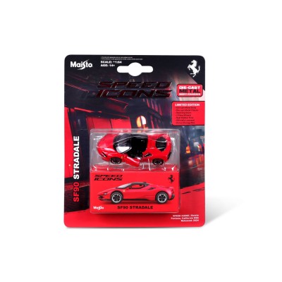 Maisto masinuta metalica speed icons ferrari sf90 stradale rosu scara 1 la 64