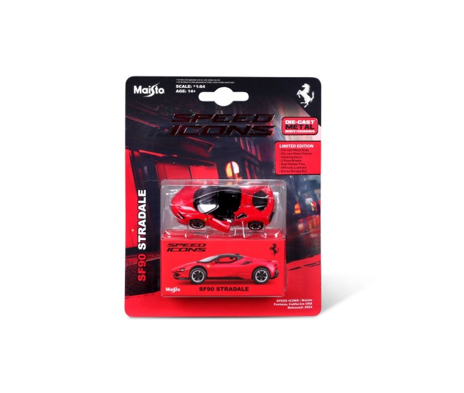 Maisto masinuta metalica speed icons ferrari sf90 stradale rosu scara 1 la 64