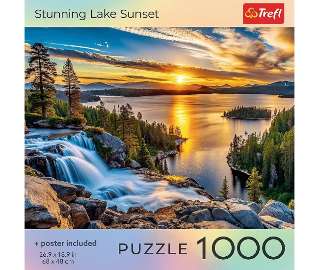Puzzle trefl 1000 colectia sua apus de soare uimitor la lac poster inclus Puzzle trefl 1000 colectia sua apus de soare uimitor la lac poster inclus