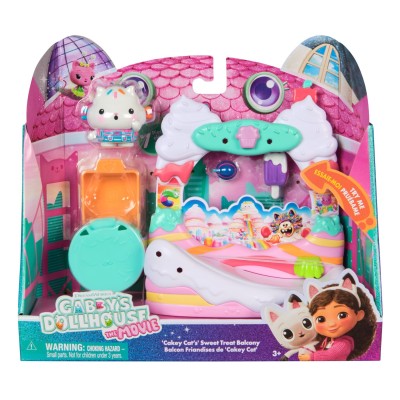 Gabbys dollhouse filmul set balconul din dulciuri al pisicii cakey cu accesorii