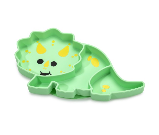 Farfurie compartimentata din silicon cu ventuza, melii, dinozaur
