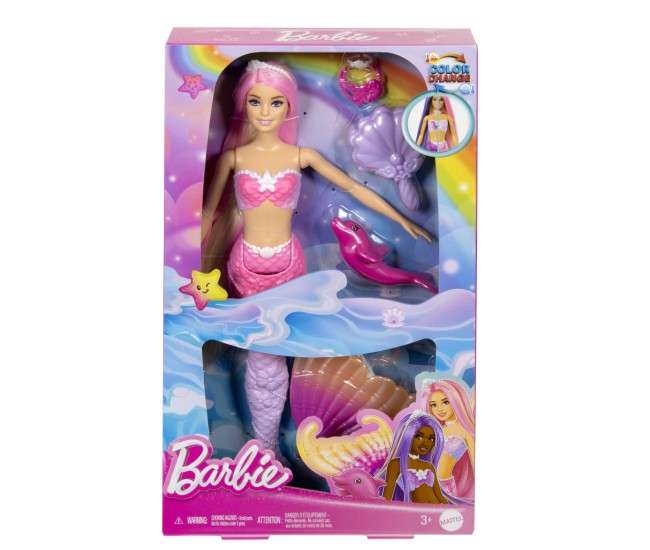 Barbie color change papusa sirena cu par roz Barbie color change papusa sirena cu par roz
