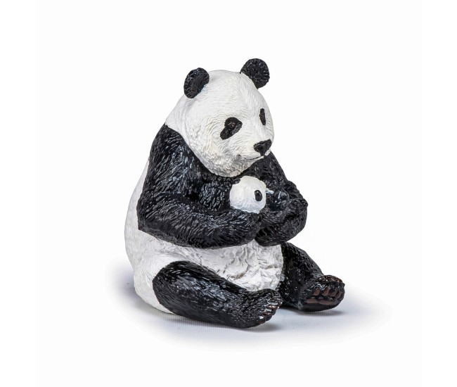 Papo figurina urs panda sezand cu pui in brate Papo figurina urs panda sezand cu pui in brate