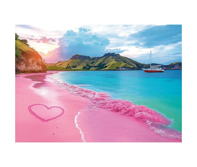 Puzzle trefl 1000 colectia sua plaja tropicala roz poster inclus Puzzle trefl 1000 colectia sua plaja tropicala roz poster inclus