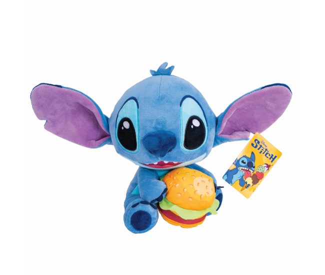 Jucarie de plus disney stitch cu burger 25cm Jucarie de plus disney stitch cu burger 25cm