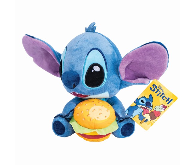 Jucarie de plus disney stitch cu burger 25cm Jucarie de plus disney stitch cu burger 25cm