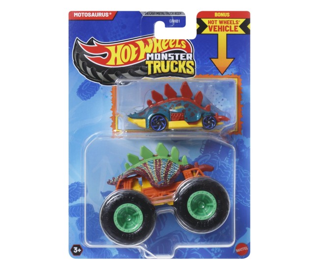 Hot wheels monster truck si masinuta metalica motosaurus
