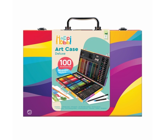 Happi hobbi art case set de desen deluxe cu 100 de accesorii curcubeu Happi hobbi art case set de desen deluxe cu 100 de accesorii curcubeu