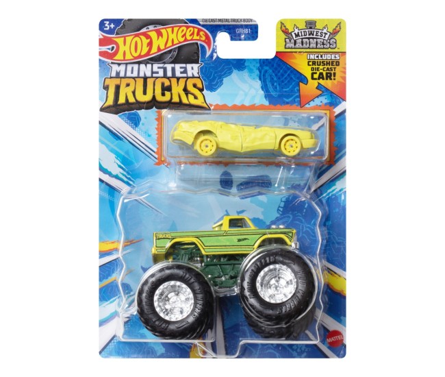 Hot wheels monster truck si masinuta metalica midwest madness Hot wheels monster truck si masinuta metalica midwest madness