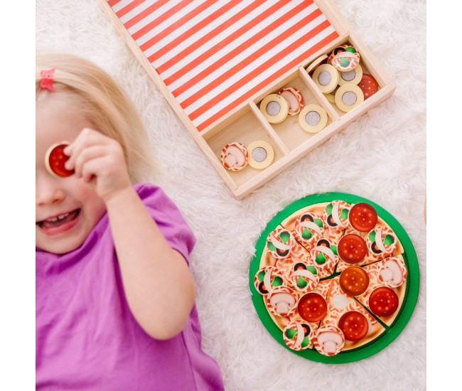 Melissa and doug set de joaca din lemn petrecere cu pizza Melissa and doug set de joaca din lemn petrecere cu pizza