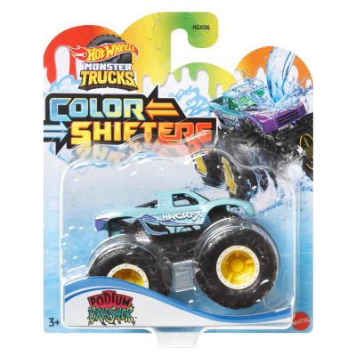 Hot wheels monster truck camion podium crasher cu culori schimbatoare scara 1:64