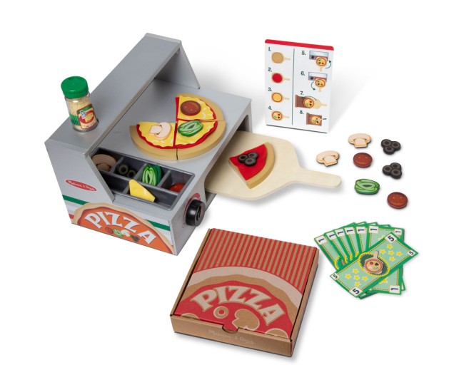 Melissa and doug top and bake set de joaca masa de facut pizza din lemn