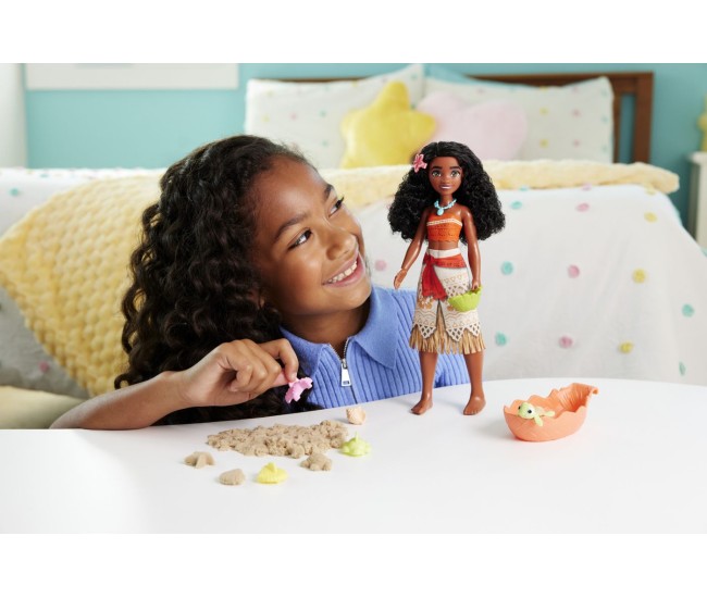Disney princess set papusa vaiana si prietenii din ocean cu nisip modelabil si accesorii