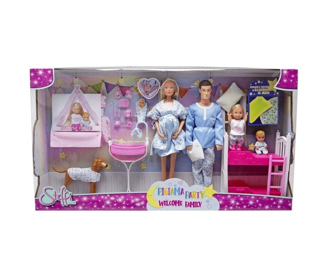 Steffi love set petrecere in pijamale bine ai venit in familie cu accesorii Steffi love set petrecere in pijamale bine ai venit in familie cu accesorii