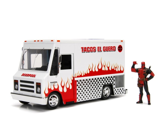 Jada marvel set camionul de mancare scara 1:24 si figurina metalica deadpool Jada marvel set camionul de mancare scara 1:24 si figurina metalica deadpool