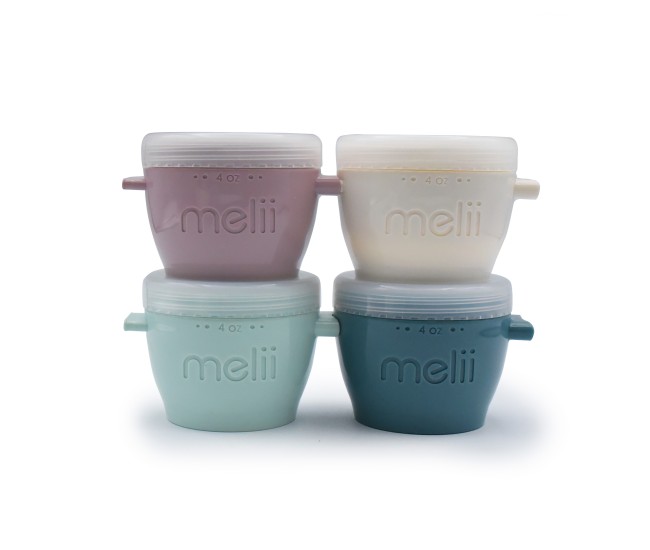 Set 4 recipiente silicon snap&go, melii luxe, 4*118 ml