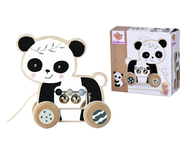 Eichhorn jucarie de tras ursulet panda de lemn 15cm