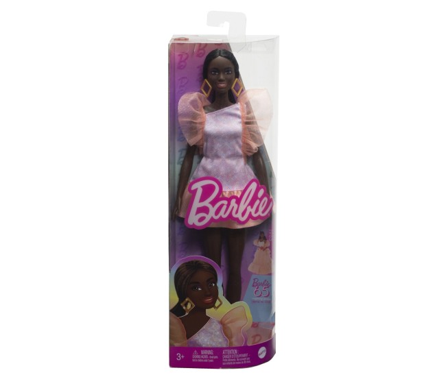 Papusa barbie fashionista afro-americana cu rochie peach Papusa barbie fashionista afro-americana cu rochie peach