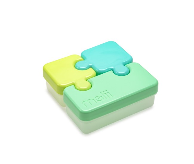 Recipient hrana bebe model puzzle, melii, albastru&verde