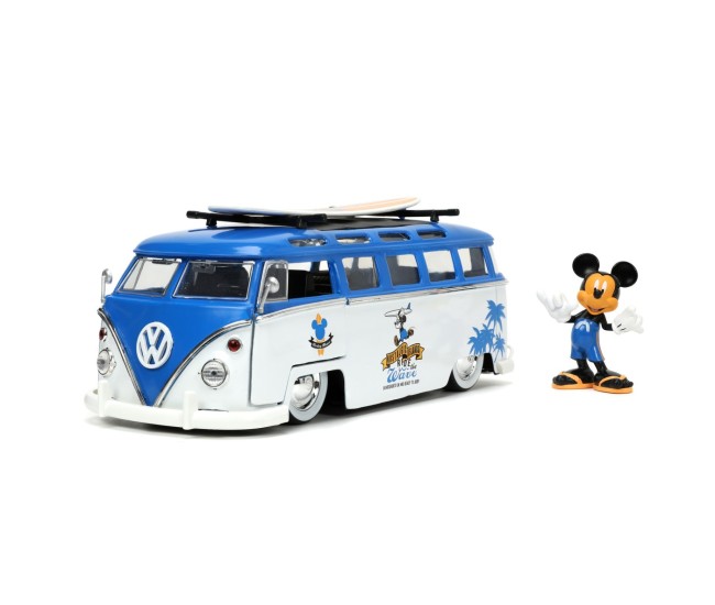 Jada masina din metal volkswagen t1 bus scara 1 la 24 si figurina mickey mouse Jada masina din metal volkswagen t1 bus scara 1 la 24 si figurina mickey mouse