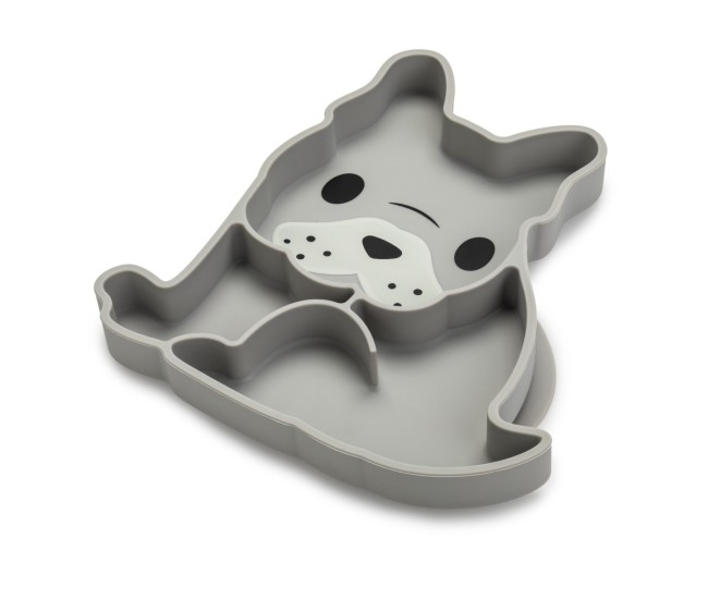 Farfurie compartimentata din silicon cu ventuza, melii, bulldog Farfurie compartimentata din silicon cu ventuza, melii, bulldog