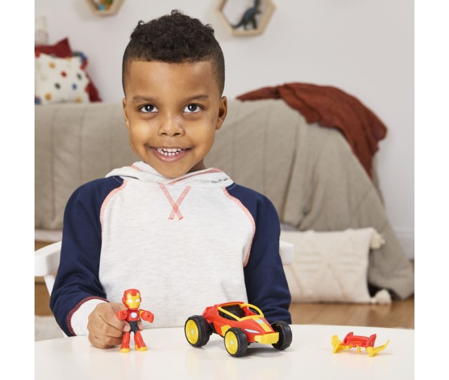 Marvel iron man si prietenii sai uimitori set vehicul si figurina iron man