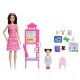 Barbie set de joaca papusa barbie bruneta cu rochie roz face cariera profesoara