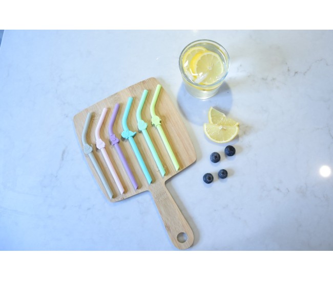 Set 6 buc paie silicon reutilizabile model animale melii Set 6 buc paie silicon reutilizabile model animale melii