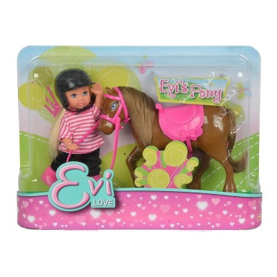 Set papusica evi cu calut maro inchis Set papusica evi cu calut maro inchis