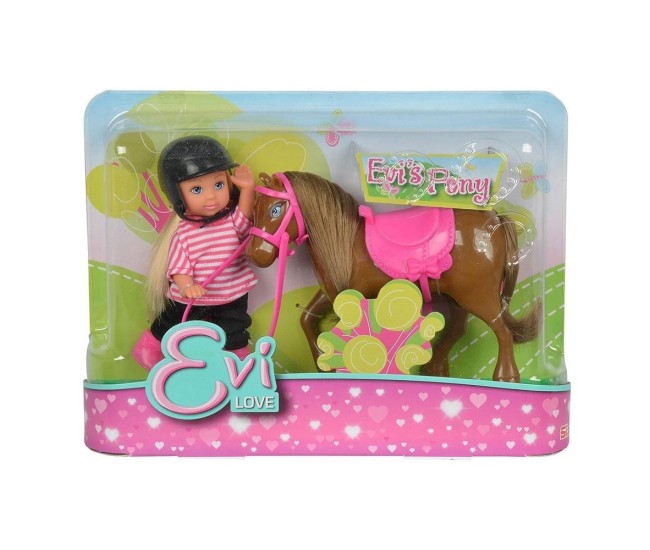 Set papusica evi cu calut maro inchis Set papusica evi cu calut maro inchis