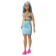 Papusa barbie fashionista cu par albastru platinat si top sport Papusa barbie fashionista cu par albastru platinat si top sport