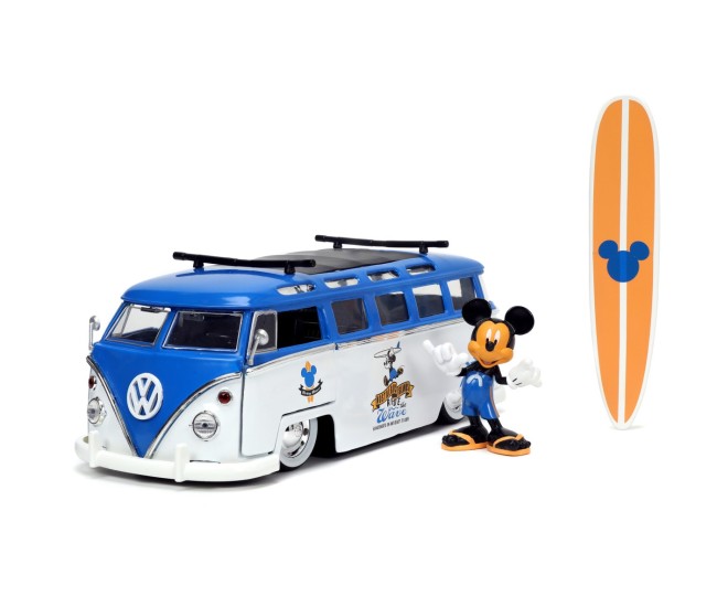Jada masina din metal volkswagen t1 bus scara 1 la 24 si figurina mickey mouse Jada masina din metal volkswagen t1 bus scara 1 la 24 si figurina mickey mouse