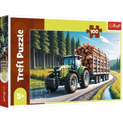 Puzzle trefl 100 tractor forestier cu lemne