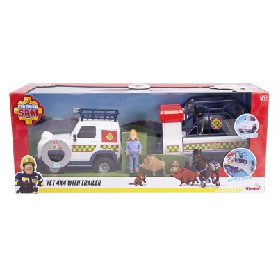Pompierul sam vehicul salvare animale cu figurine si remorca