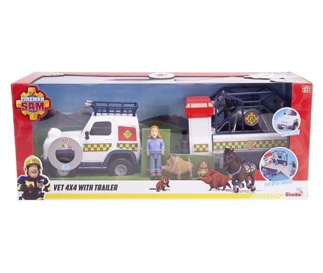 Pompierul sam vehicul salvare animale cu figurine si remorca Pompierul sam vehicul salvare animale cu figurine si remorca