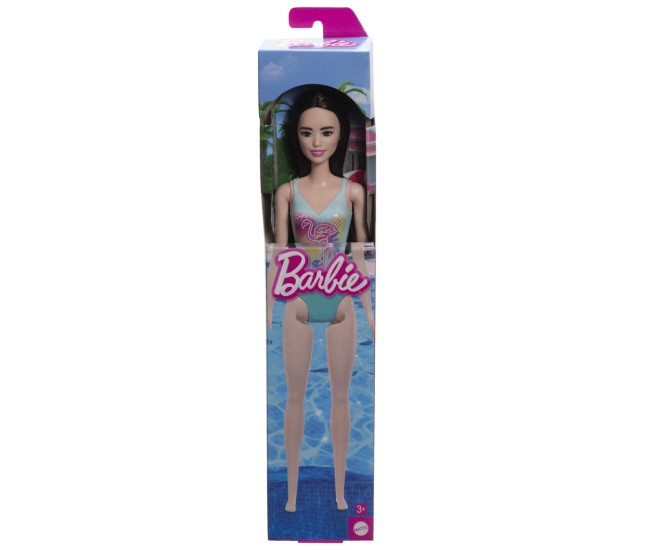 Papusa barbie bruneta cu costum de baie albastru Papusa barbie bruneta cu costum de baie albastru