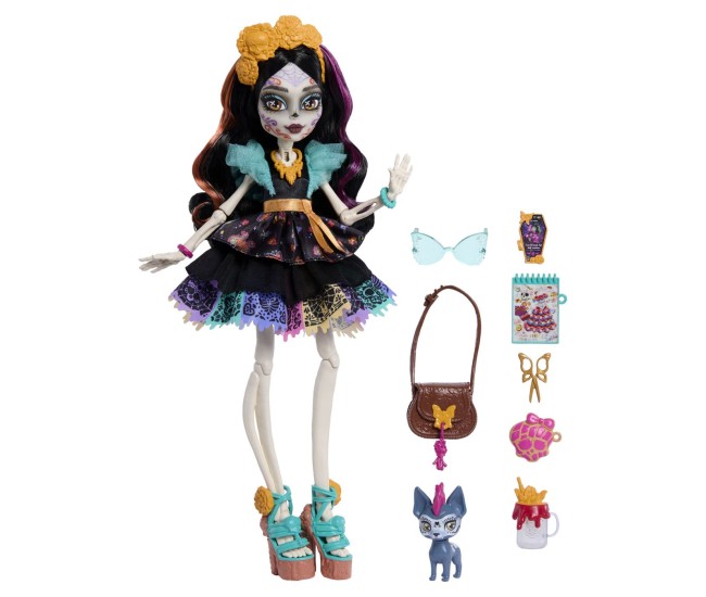 Monster high papusa skelita calaveras cu accesorii