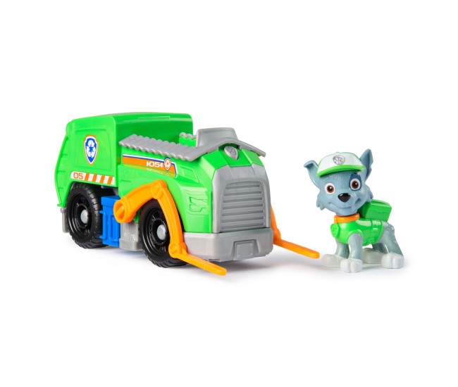 Patrula catelusilor set vehicul de baza camionul de reciclare  si figurina rocky Patrula catelusilor set vehicul de baza camionul de reciclare  si figurina rocky