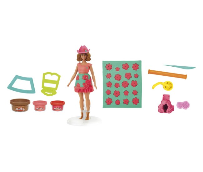 Play doh barbie set plastelina creatii vestimentare cu flori si franjuri cowboy Play doh barbie set plastelina creatii vestimentare cu flori si franjuri cowboy