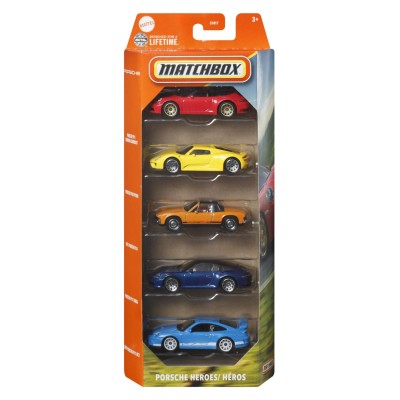 Matchbox set 5 masinute metalice porsche heroes scara 1:64