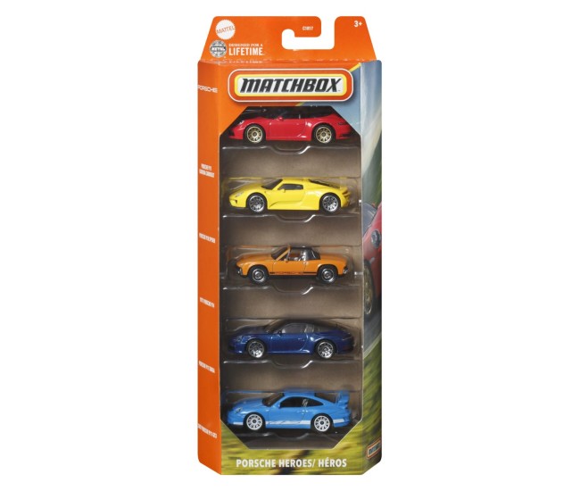 Matchbox set 5 masinute metalice porsche heroes scara 1:64