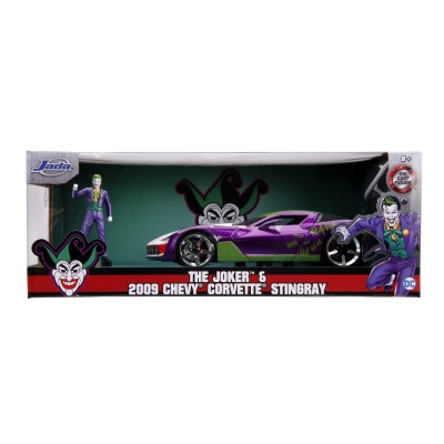Masinute metalica chevy corvette stingray 2009 si figurina joker scara 1:24