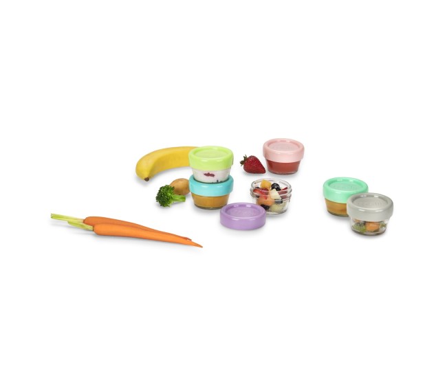 Set 6 recipiente sticla pentru hrana bebe, melii, 59 ml